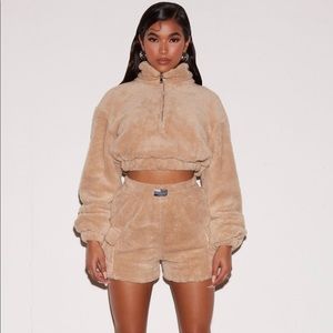 High Waisted Teddy Shorts in Beige